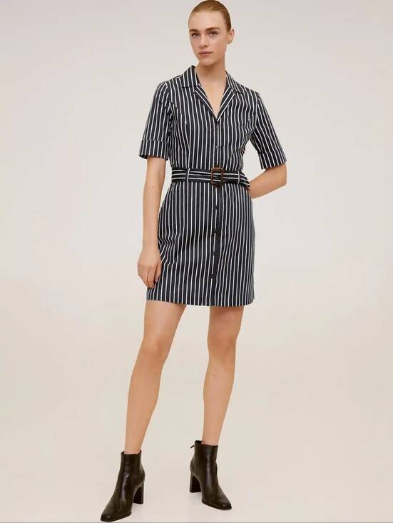Mango Dresses & Skirts - MANGO black and white striped cotton shirt dress NWT M
